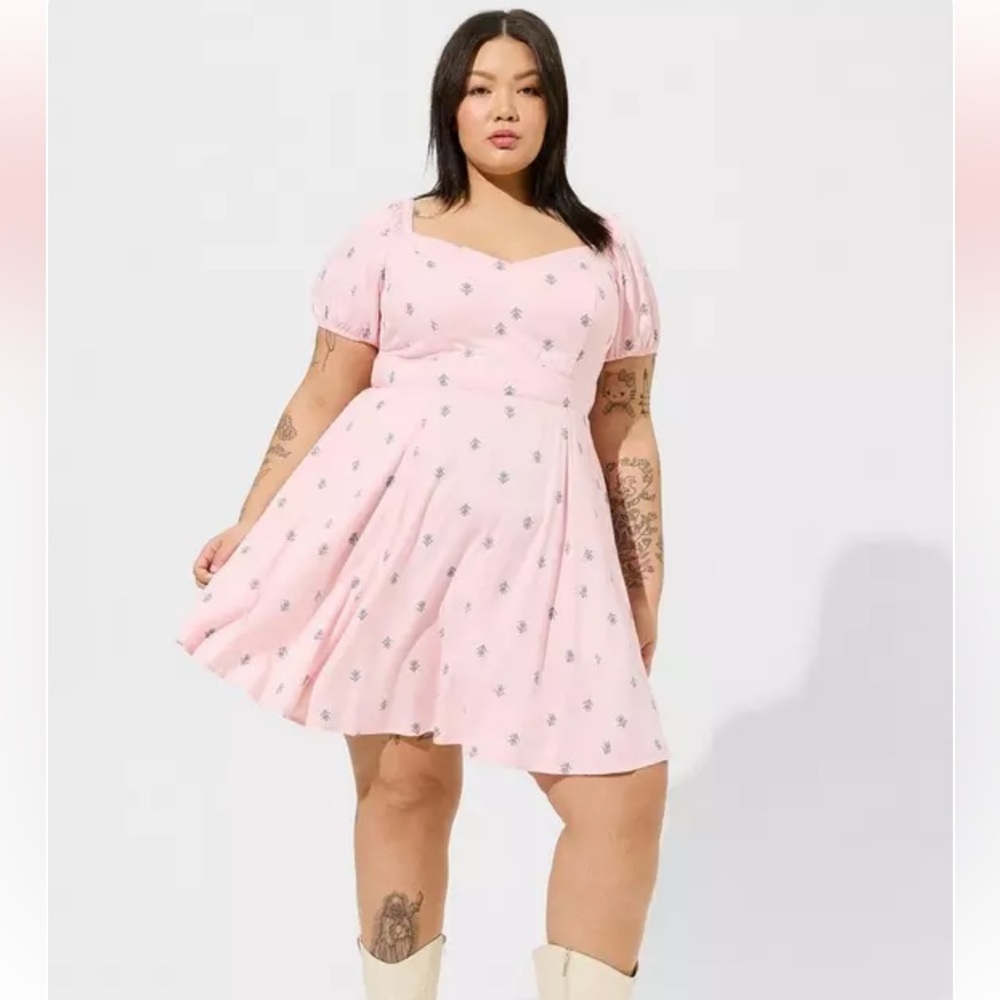 Torrid Mini Stretch Challis Sweetheart Skater Dress